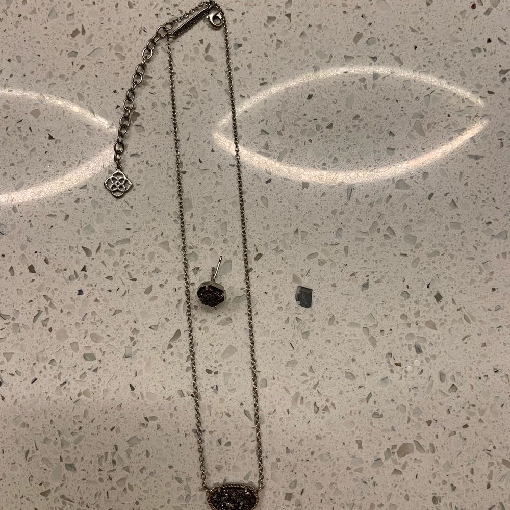 Silver drusy Kendra Scott Set
